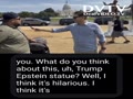 TV News reporter interviewed visitors before statues were removed today